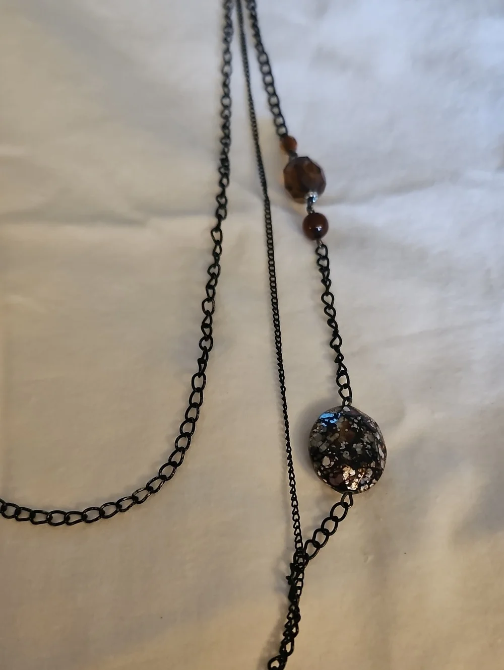 3/$30 Vintage Purple Beaded Layered Black Chain Sweater Necklace